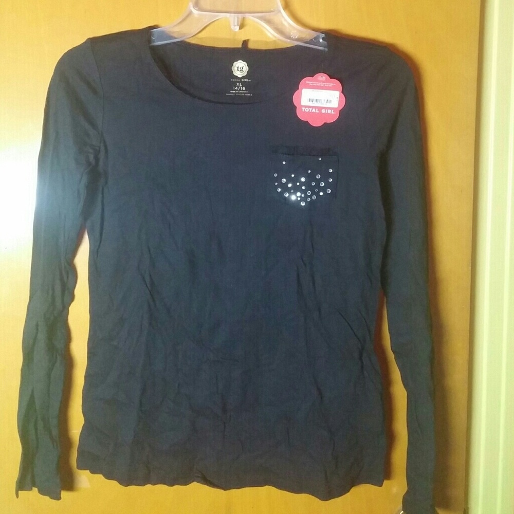 Total Girl XL 14/16 Long Sleeve Black Tee
